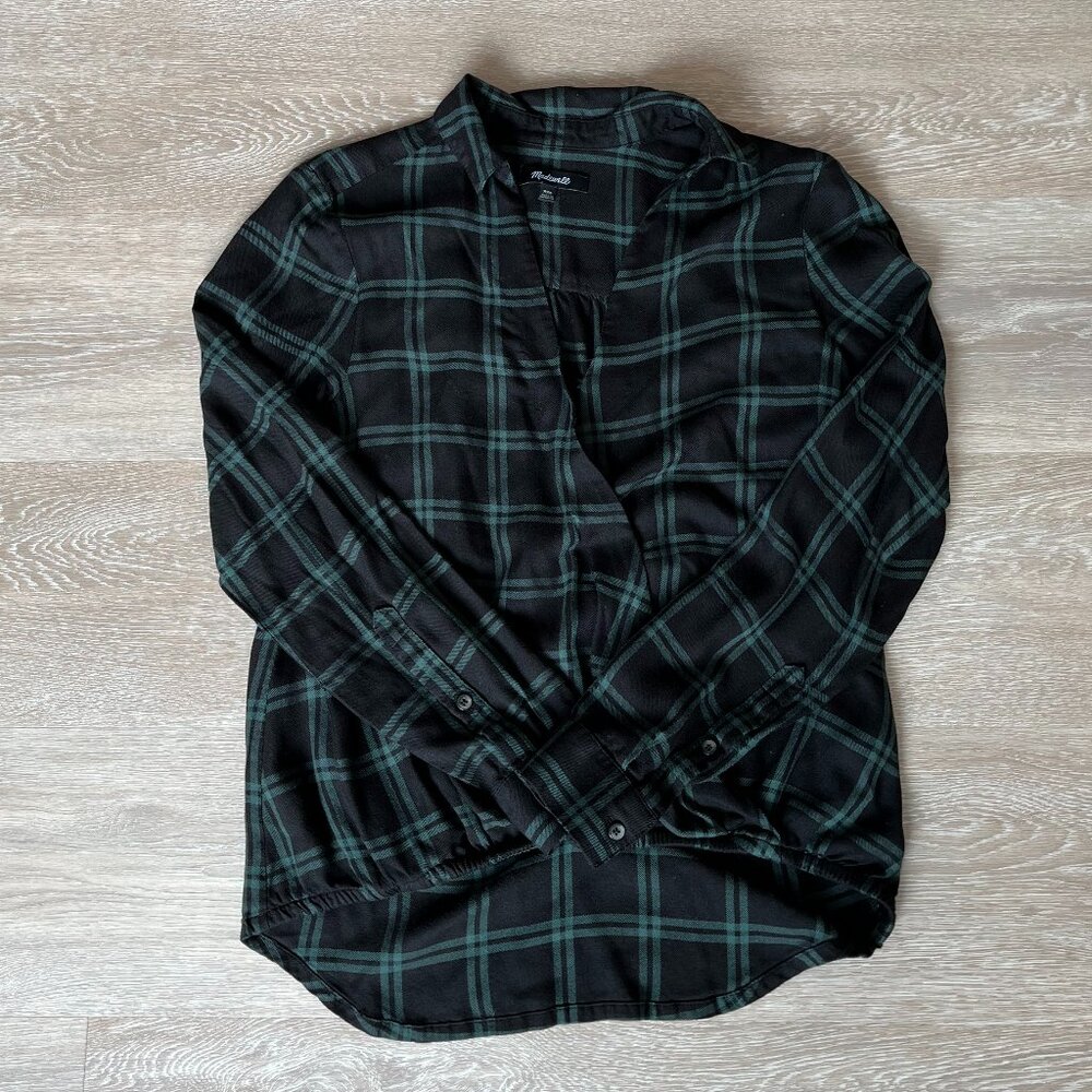 Like New Madewell Black & Green Botton Down Shirt - Size XXS
